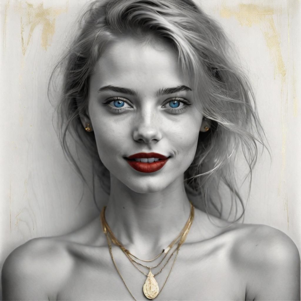 Sensual Portrait of Young Woman in Pencil