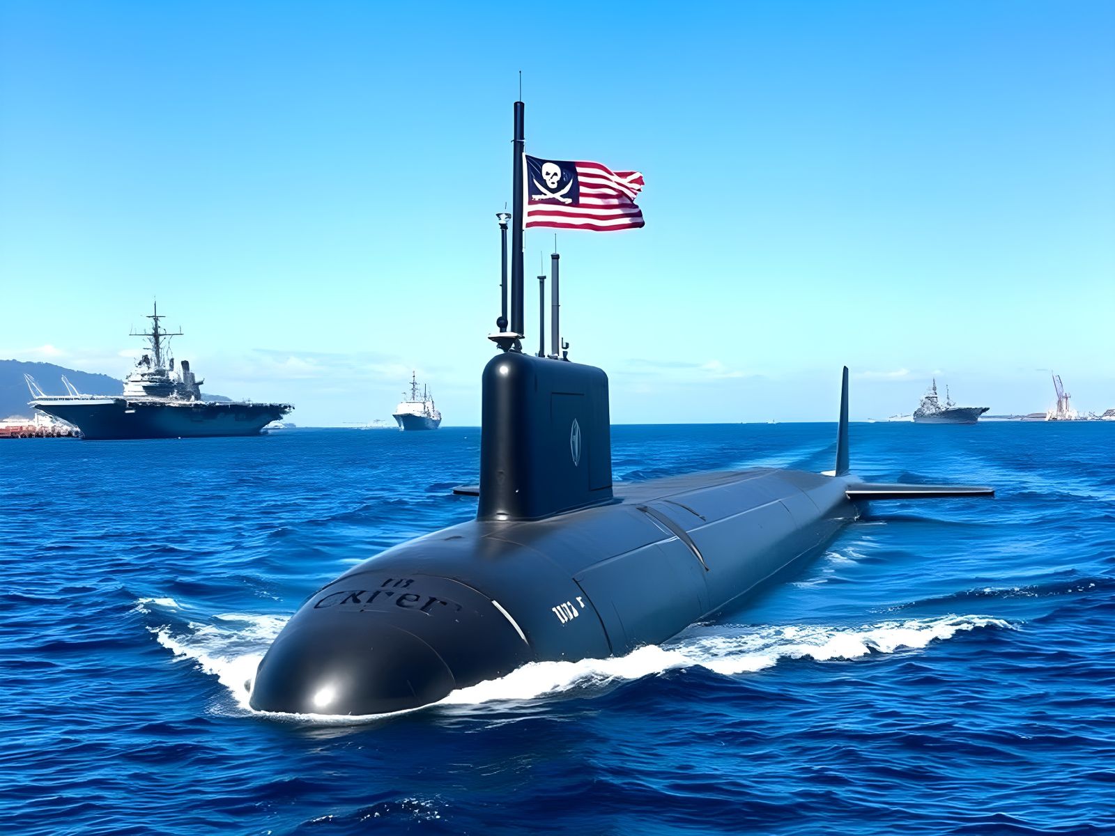 USS Jimmy Carter Returns Flying Jolly Roger Flag