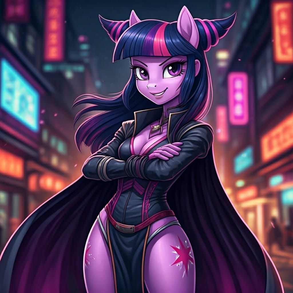Twilight Sparkle as Cyberpunk Street Fighter Pony