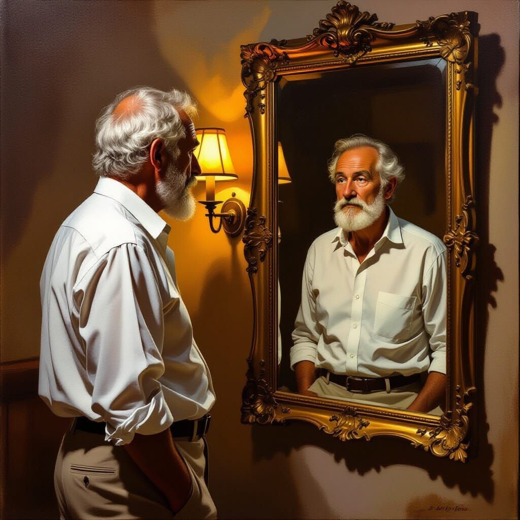 Contemplative Old Man in Rembrandt Style