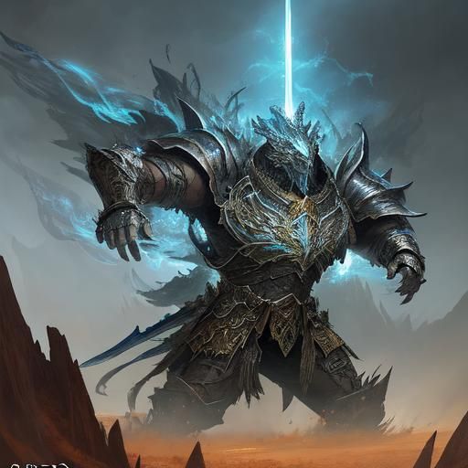 Armored Warrior in Mystical Forest: Digital Art