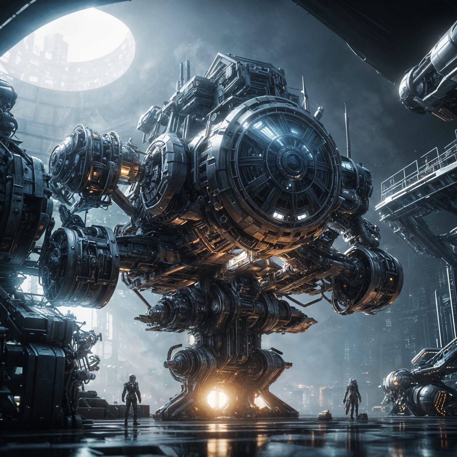 Futuristic Living Building with Intricate Mech Details