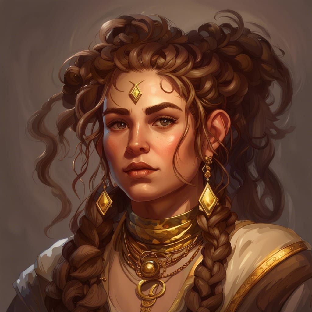 Fantasy Dwarf Woman Portrait in Hyperdetailed Style