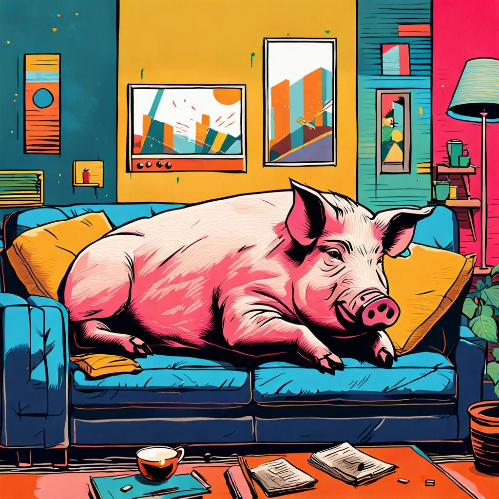 Pig on couch