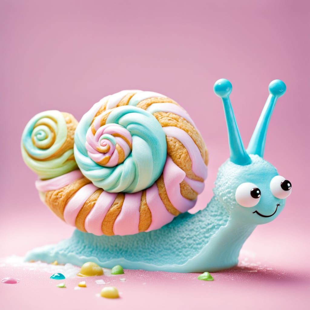 Cute Ice Cream Snail with Pastel Colors