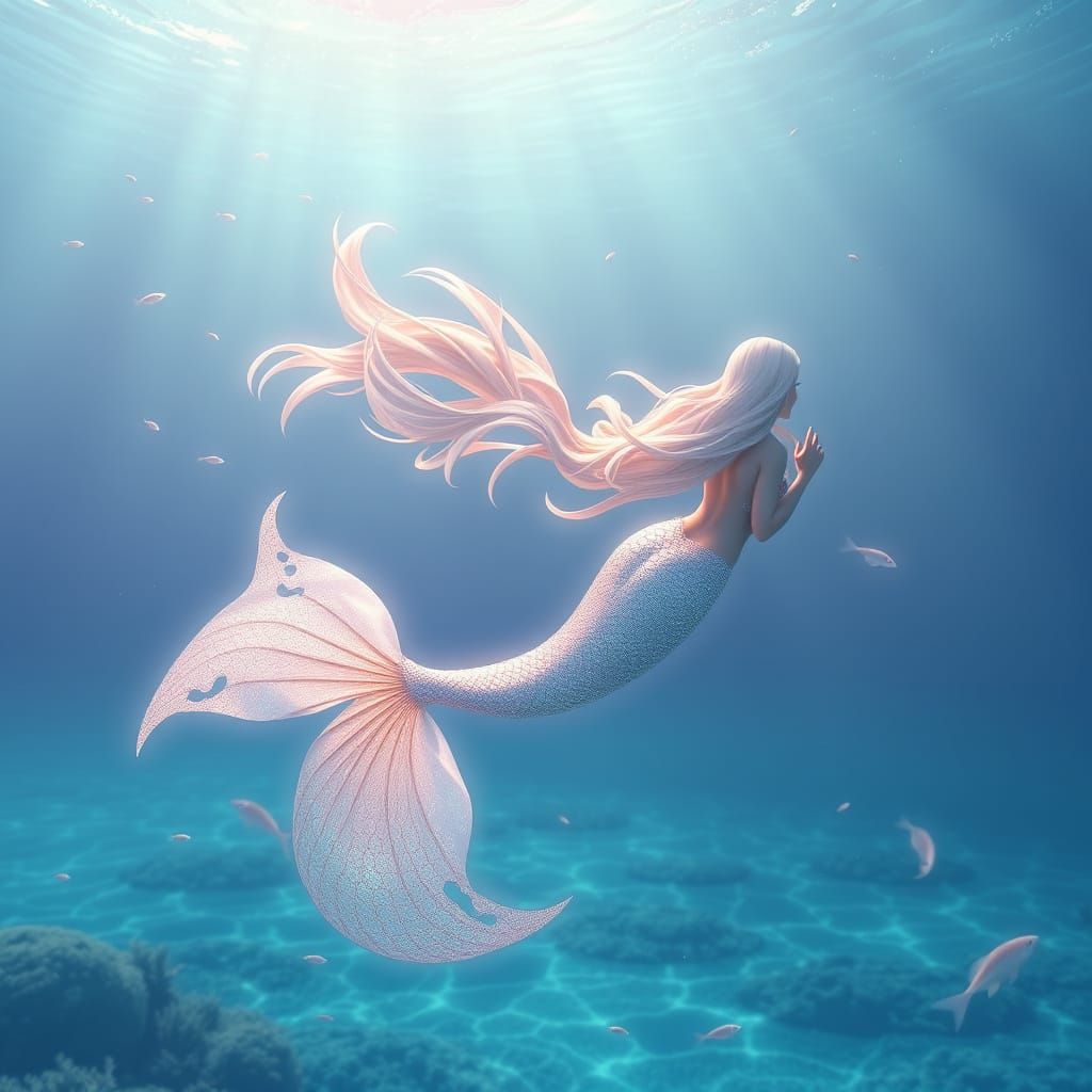 Majestic Mermaid in Anime-Inspired 3D Art