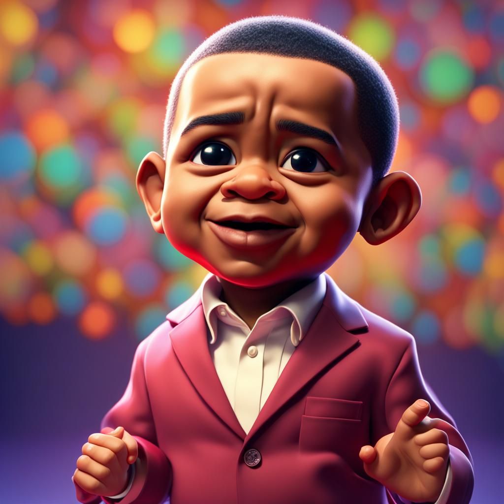 Baby Barack Obama as Pixar 3D Art