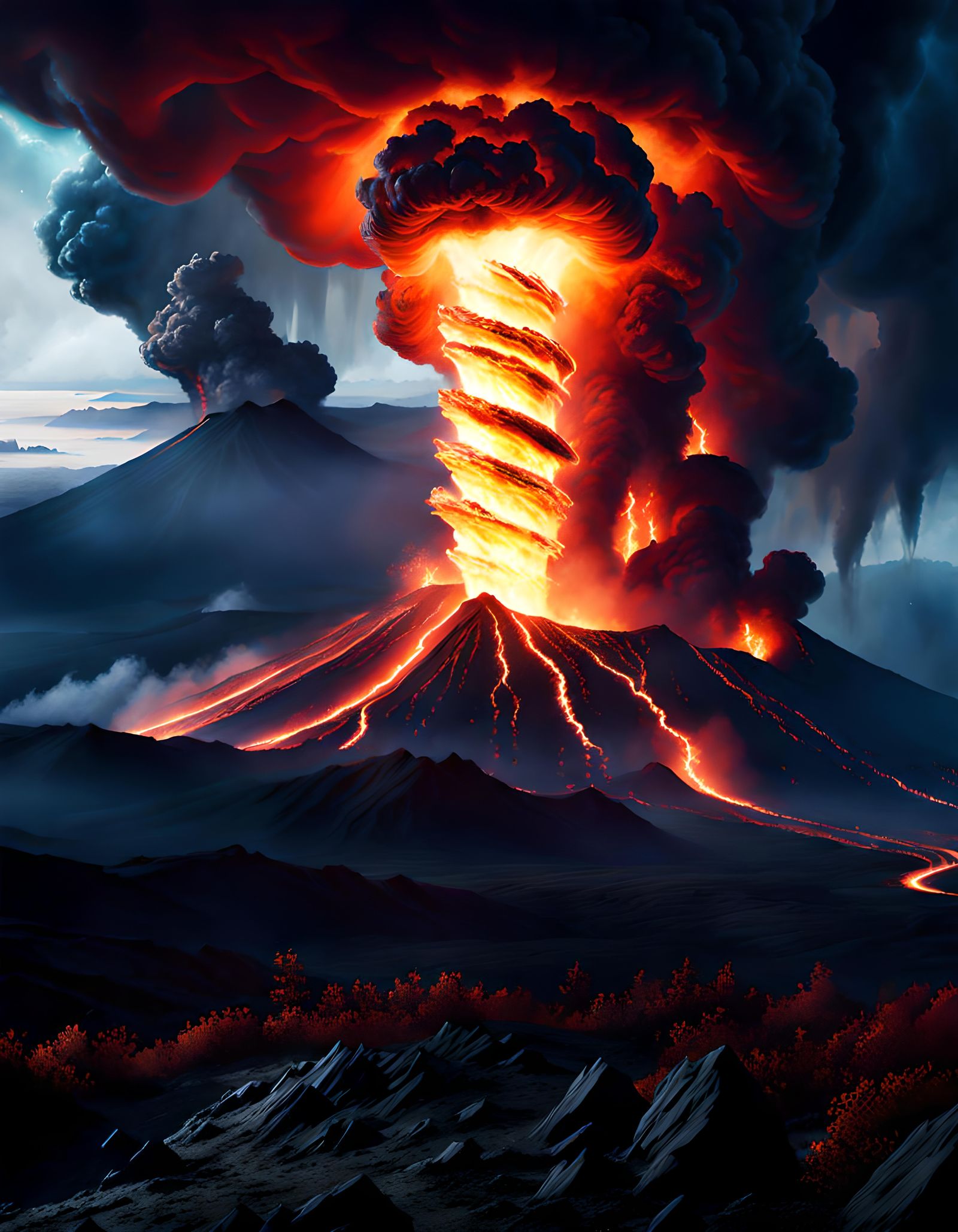 Volcanic Fire Tornado: Dark Fantasy Concept Art