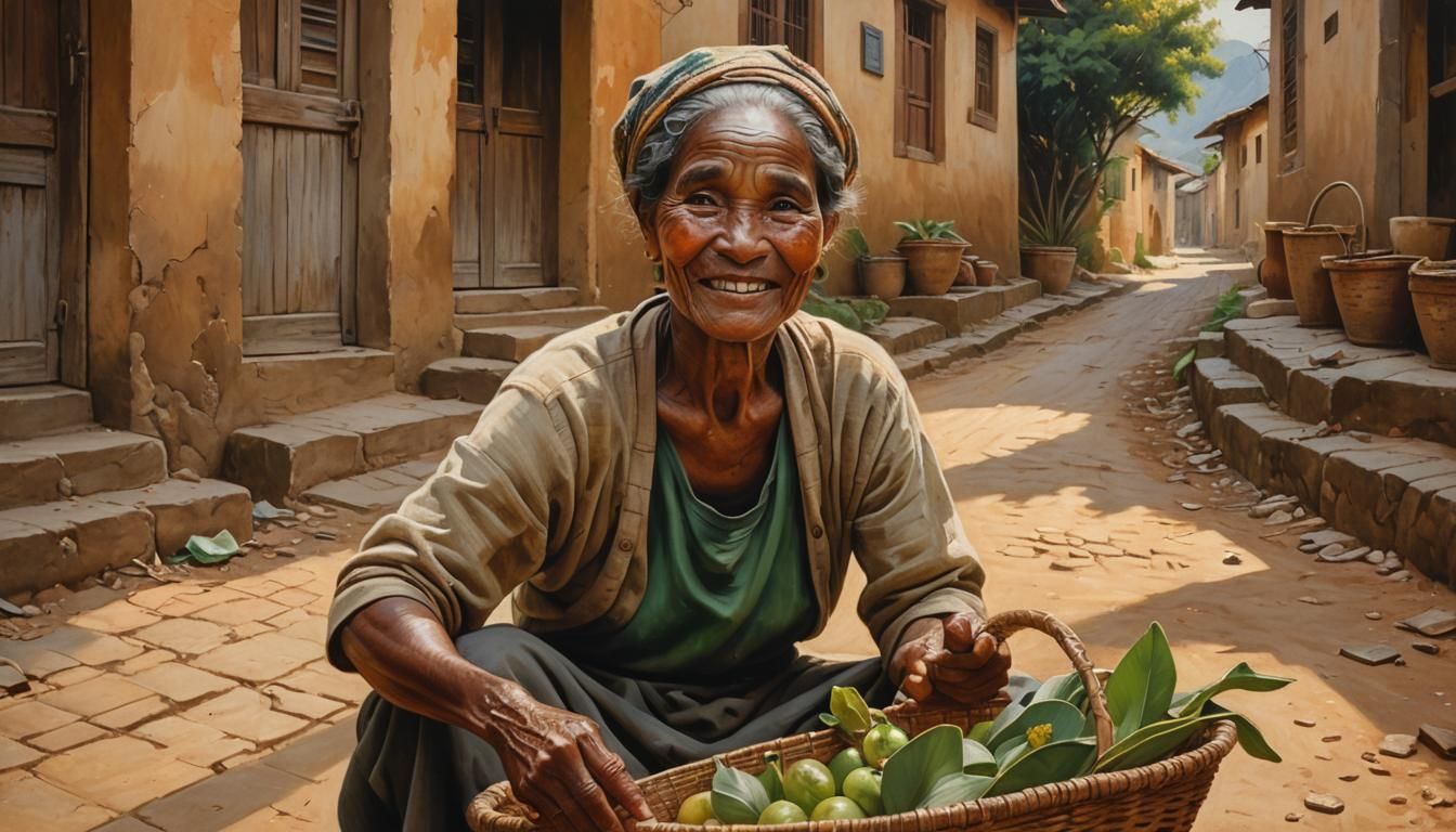 Madagascar Woman Portrait in Oil Painting Style