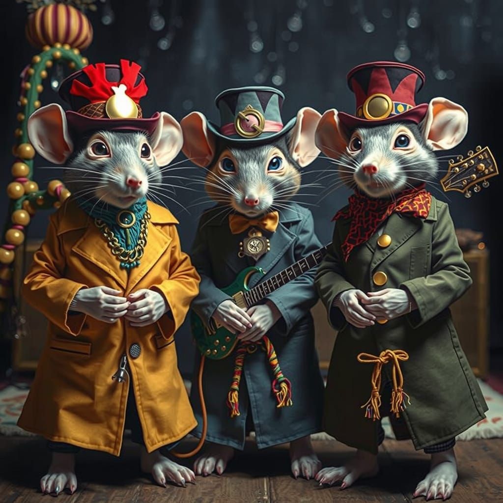 Surreal Mice-Elf Hippie Rock Band in 70s Funk Style