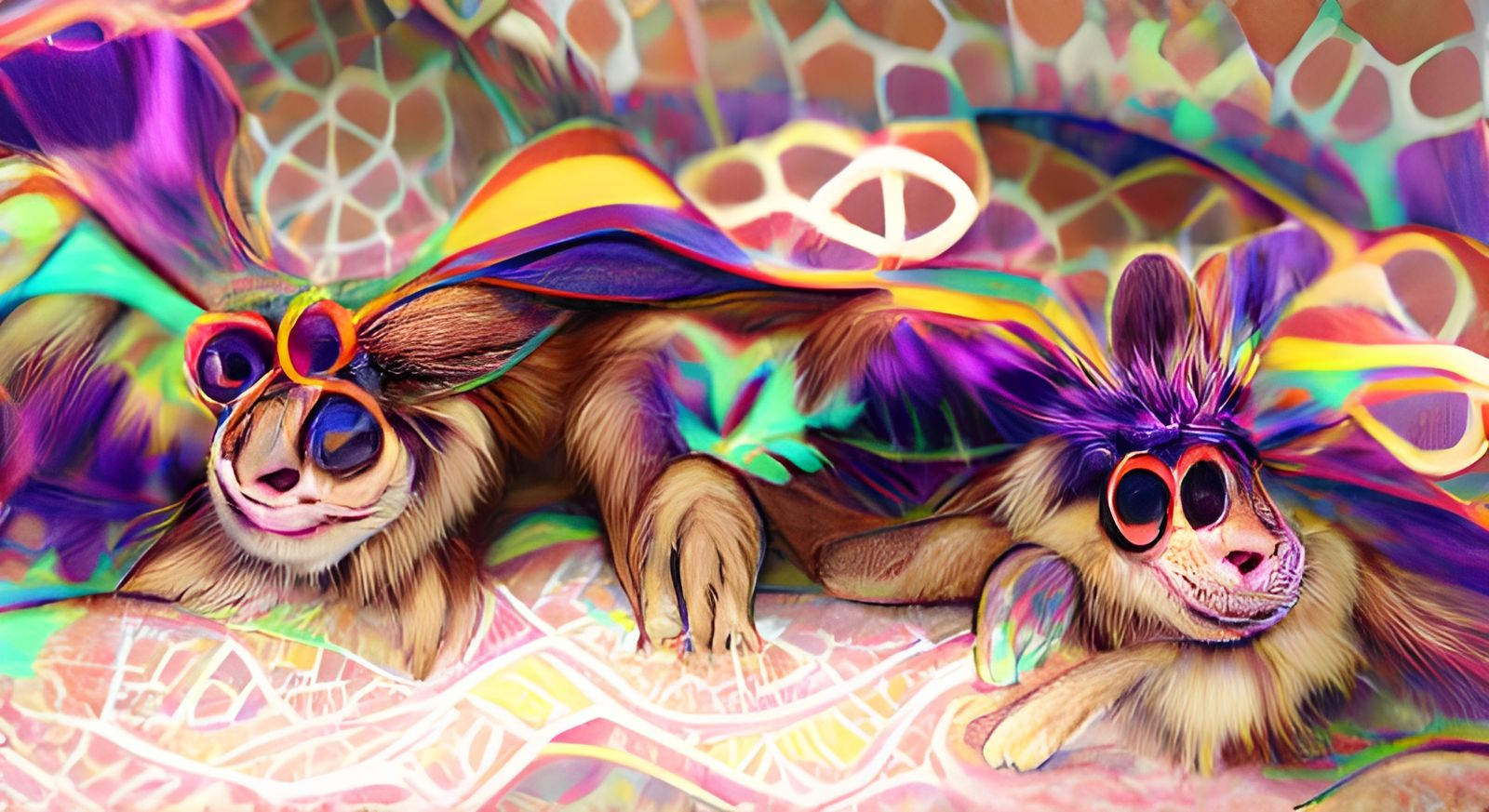 Psychedelic Hippie Art with Swirling Colors