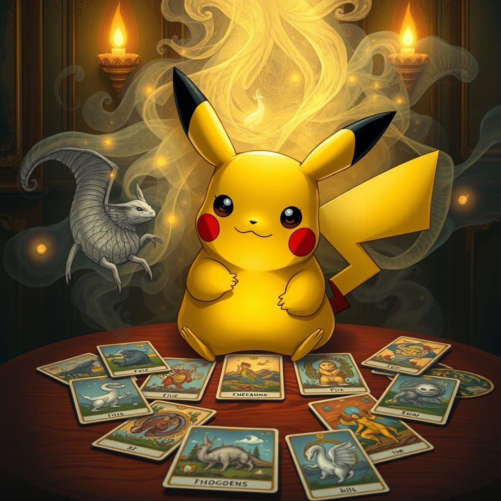 Pikachu in Mystical Tarot Card Reading