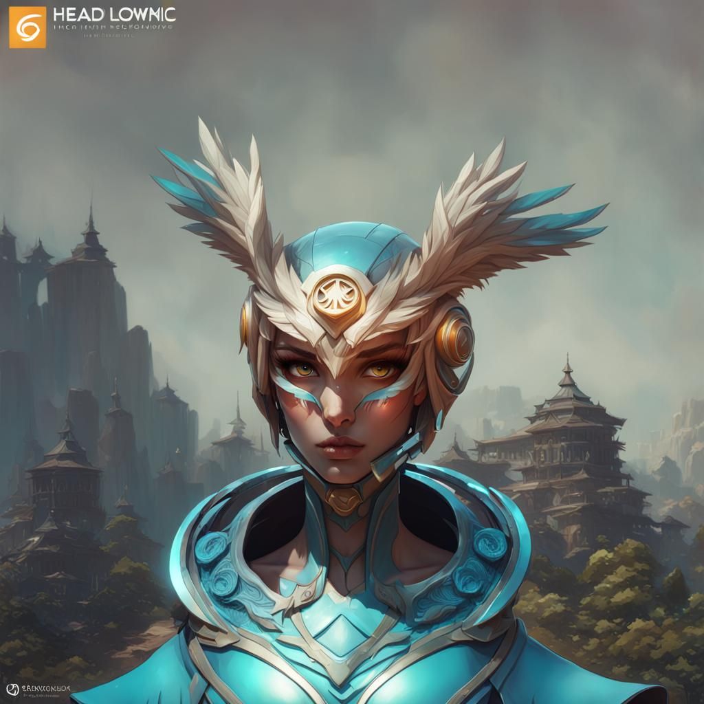 Detailed Portrait of an Owl Woman in Art Nouveau Style