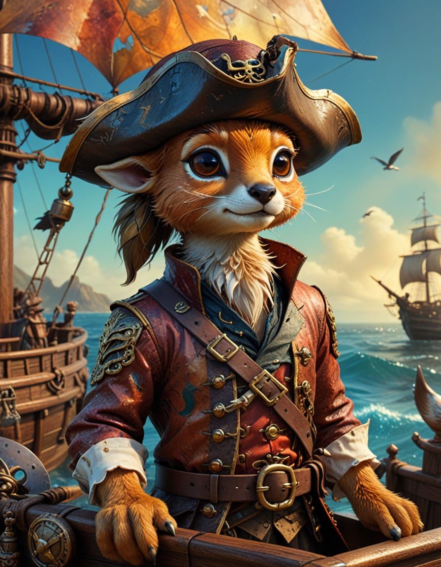 Bambi Pirate Adventure in Surrealist Painting Style