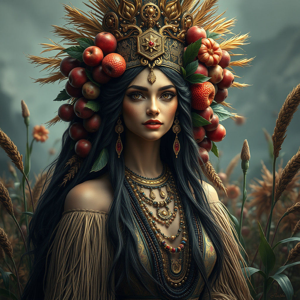 Iranian Harmony Goddess Spenta Armaiti Digital Painting