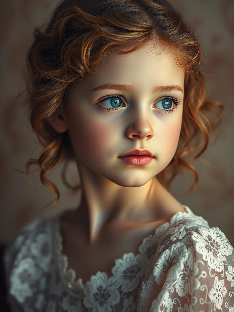 Ethereal Portrait of Girl in Vintage Style