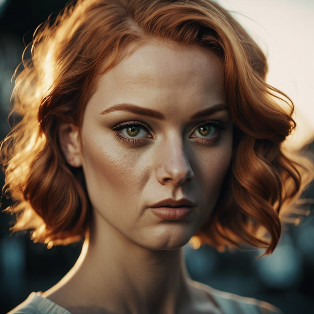 Girl with Amber Eyes in Film Noir Style