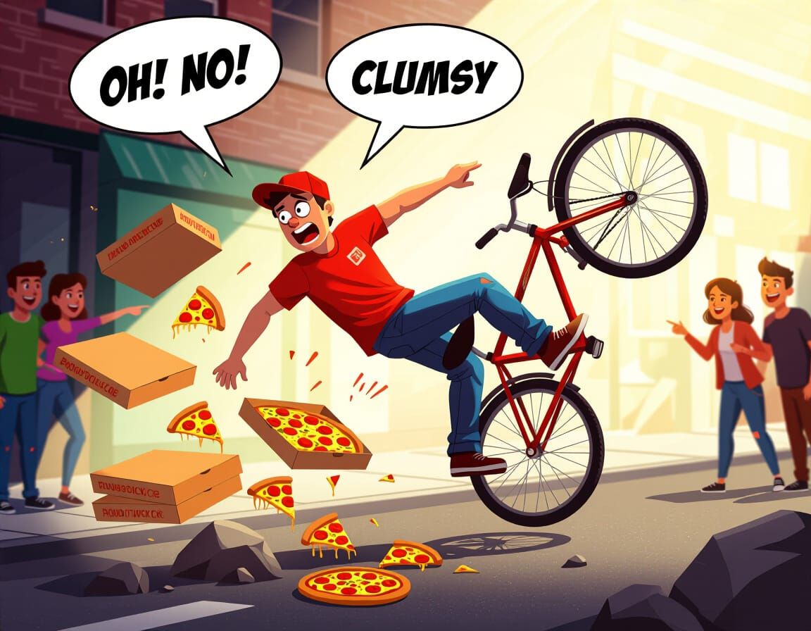 Pizza Delivery Boy's Hilarious Bike Mishap