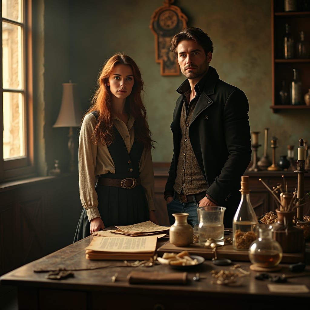 Elegant Woman in Cozy Parisian Apartment, Surrounded by Alch...