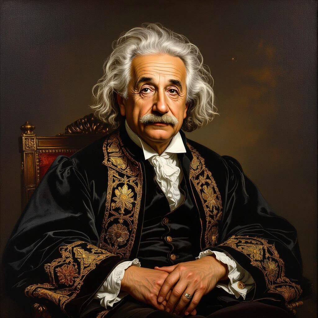 Einstein as Baroque Scholar, Oil Portrait
