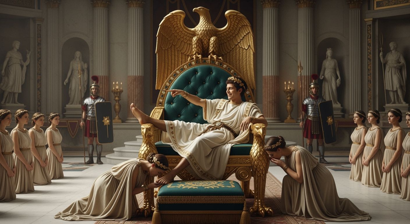 Emperor Nero on Extravagant Throne, Professional Photo