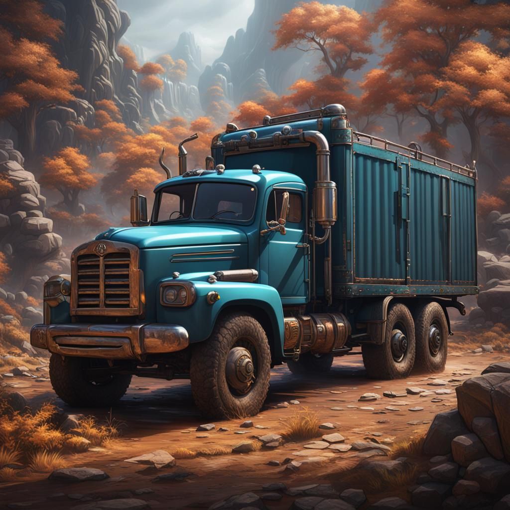Detailed Matte Painting of a Fantasy Truck