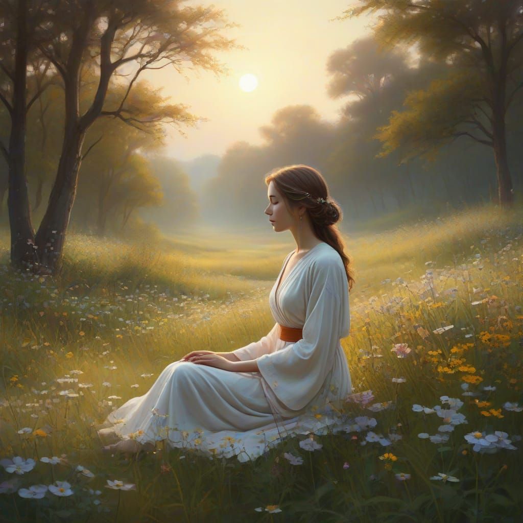 Serene Meadow Meditation in Esao Andrews Style