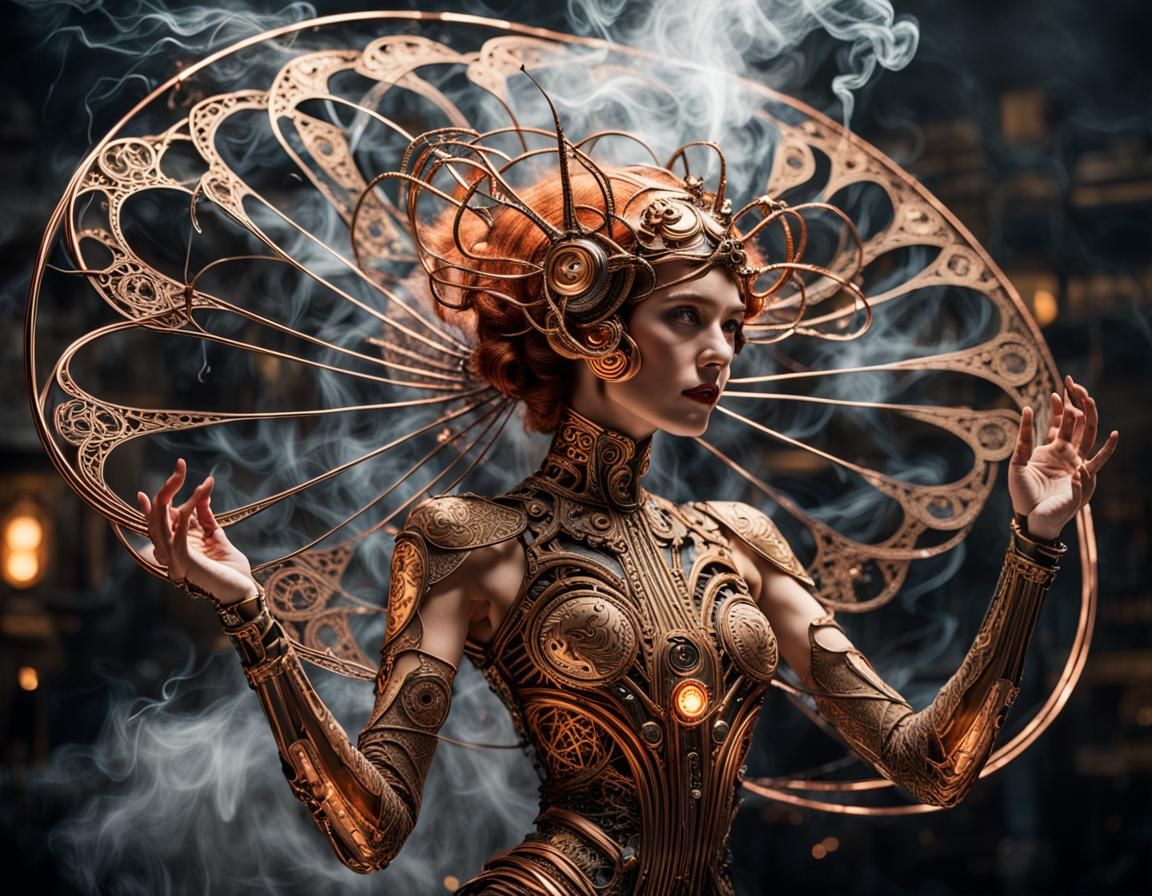 Industrial Art Deco Fairy with Copper Wiring