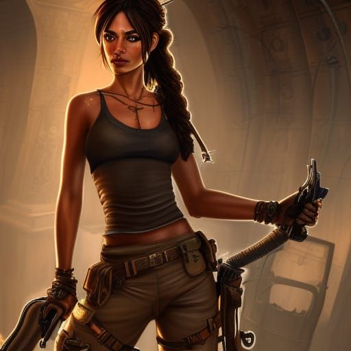 Steampunk Lara Croft Detailed Matte Painting