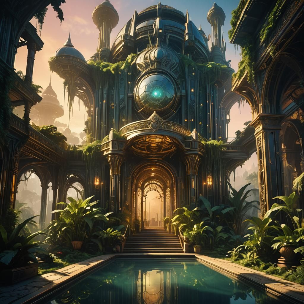 Fantasy Architecture in Vintage Clothing Style