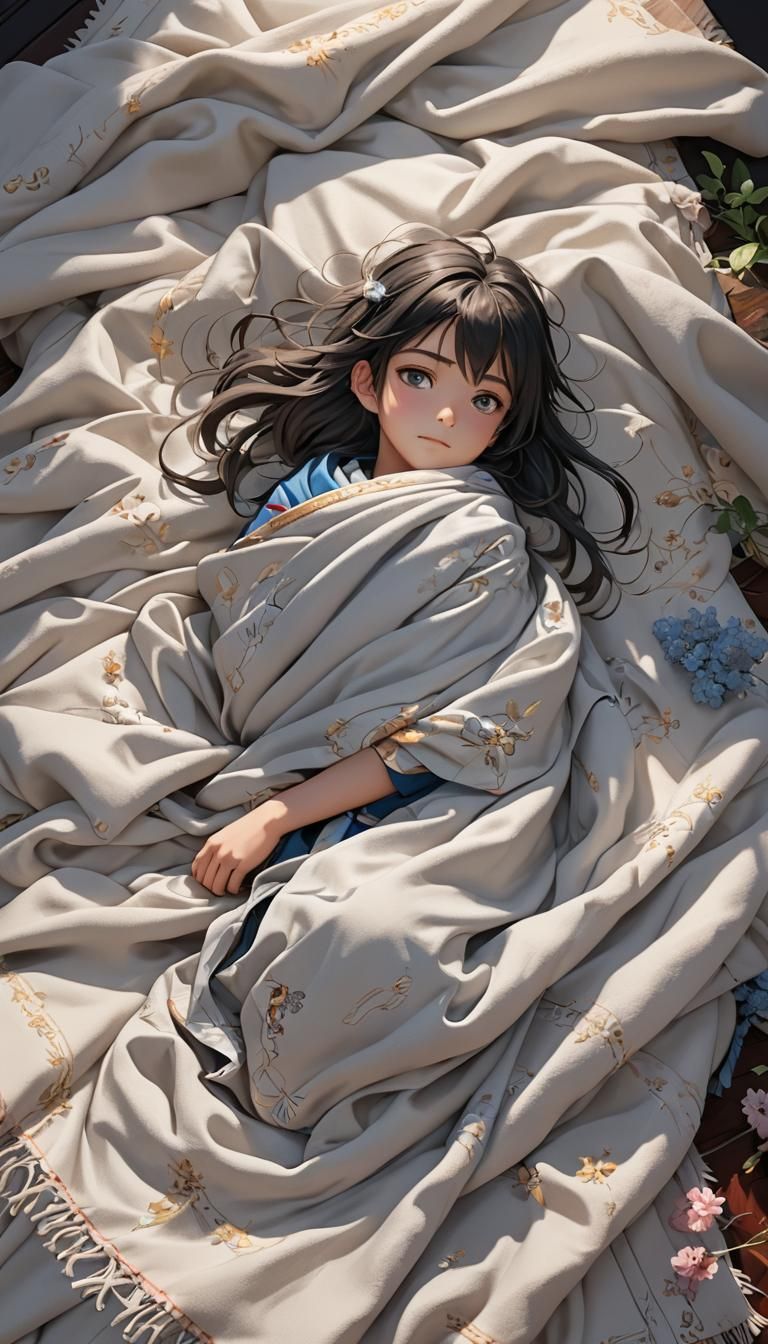 Detailed 3D Anime Blanket Inspired by WLOP