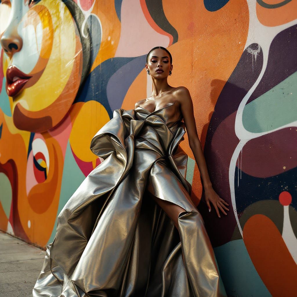 Avant-Garde Model Posing in Artsy Fashion Photography