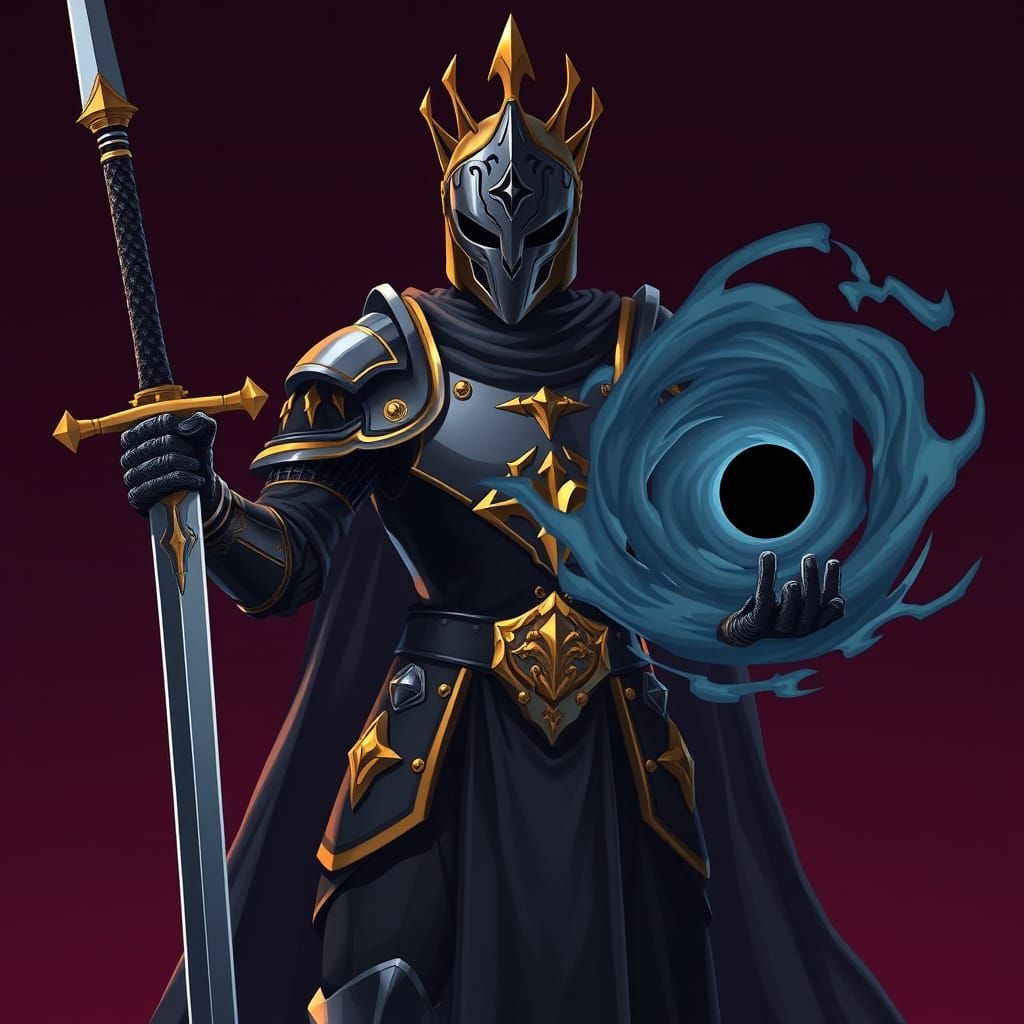 Elite Black Knight with Golden Accents and Wolf Engravings