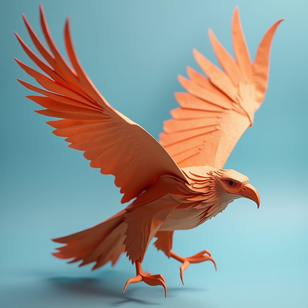 Origami Eagle in Flight: Papercraft Art