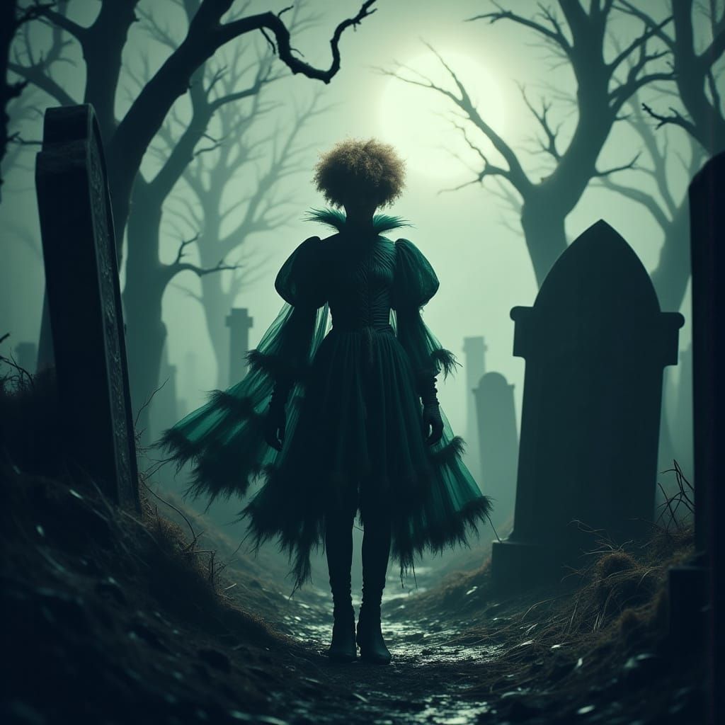 A Mysterious Youth Wanders Through a Moonlit Graveyard in a ...