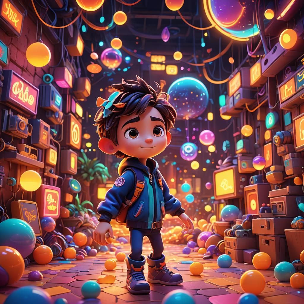 Cute Cartoon Character in Vibrant 3D Digital Art