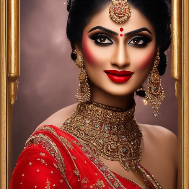 Beautiful Indian Girl Portrait in Film Noir Style