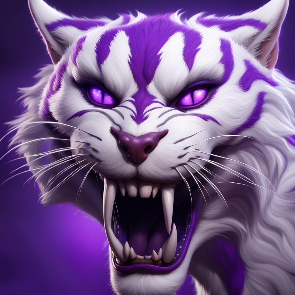 Purple and White Wildcat Fantasy Concept Art