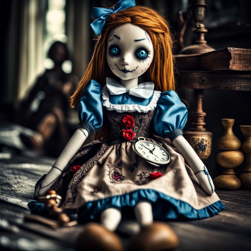 Hyperrealistic Alice in Wonderland Rag Doll
