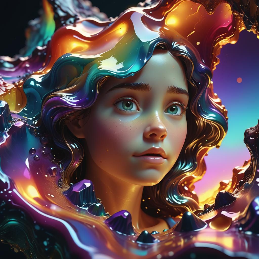 Gemstone Dissolving into Molten Wax: 3D Digital Art