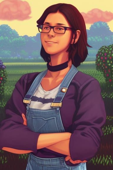 Maru from Stardew Valley in Dark Fantasy Style