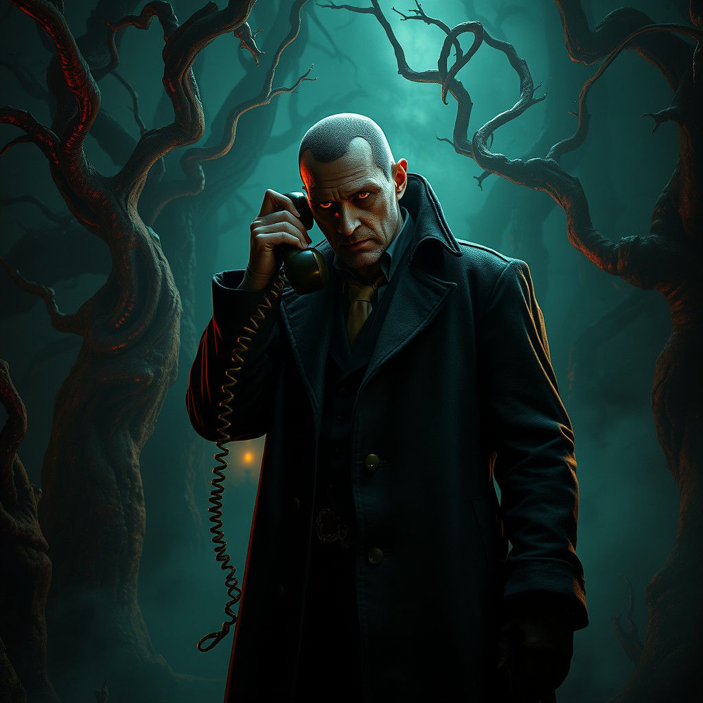 Candyman in Mystical Realm with Vintage Phone