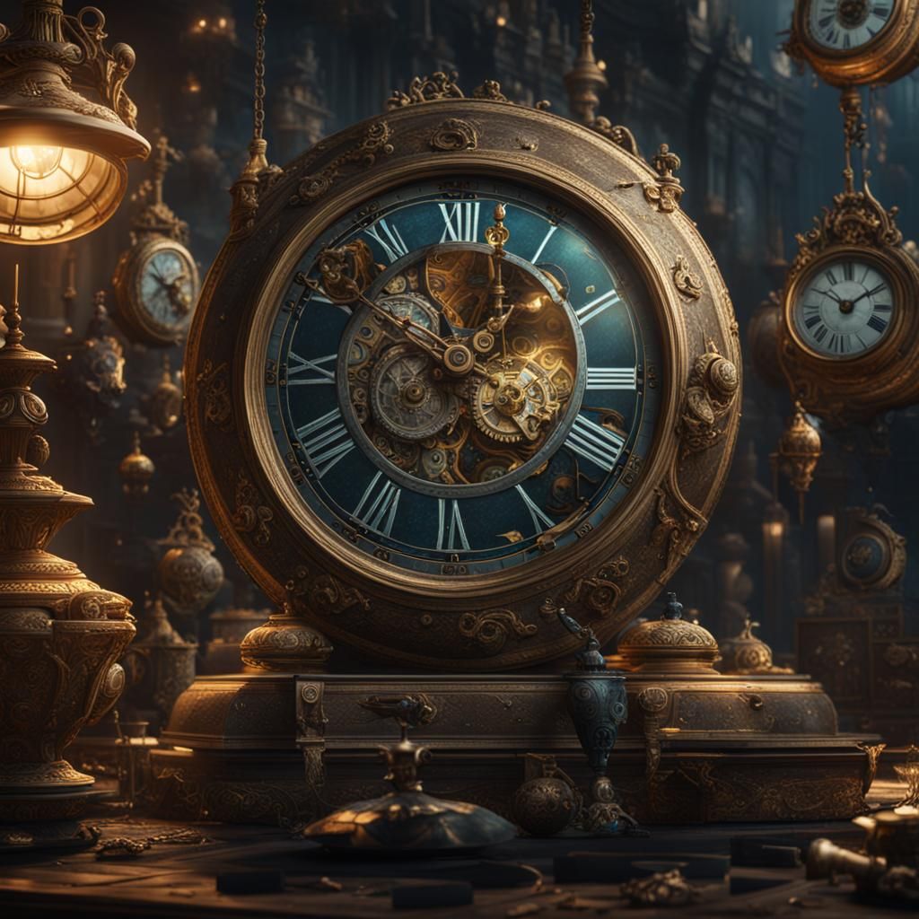 Time's Illusionist Hiding Clocks: Fantasy Concept Art