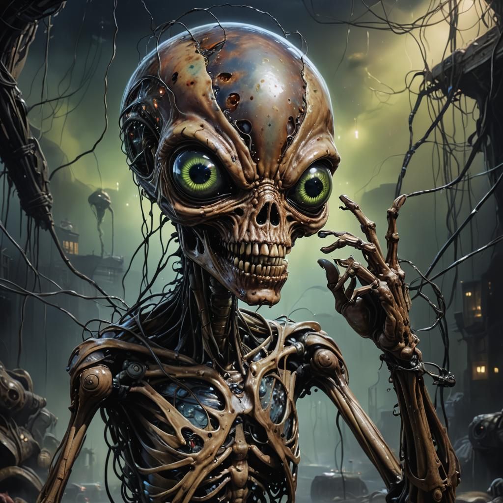 Googly eyed alien android.