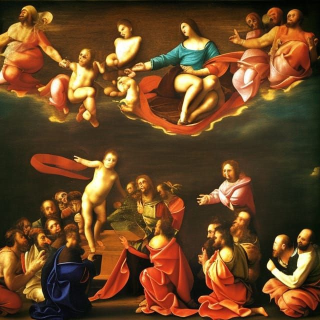 Renaissance Pentecost Painting with Golden Ratio