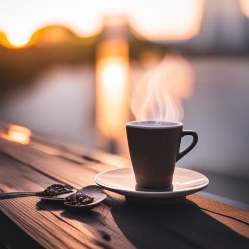 Warm Coffee Cup at Sunset