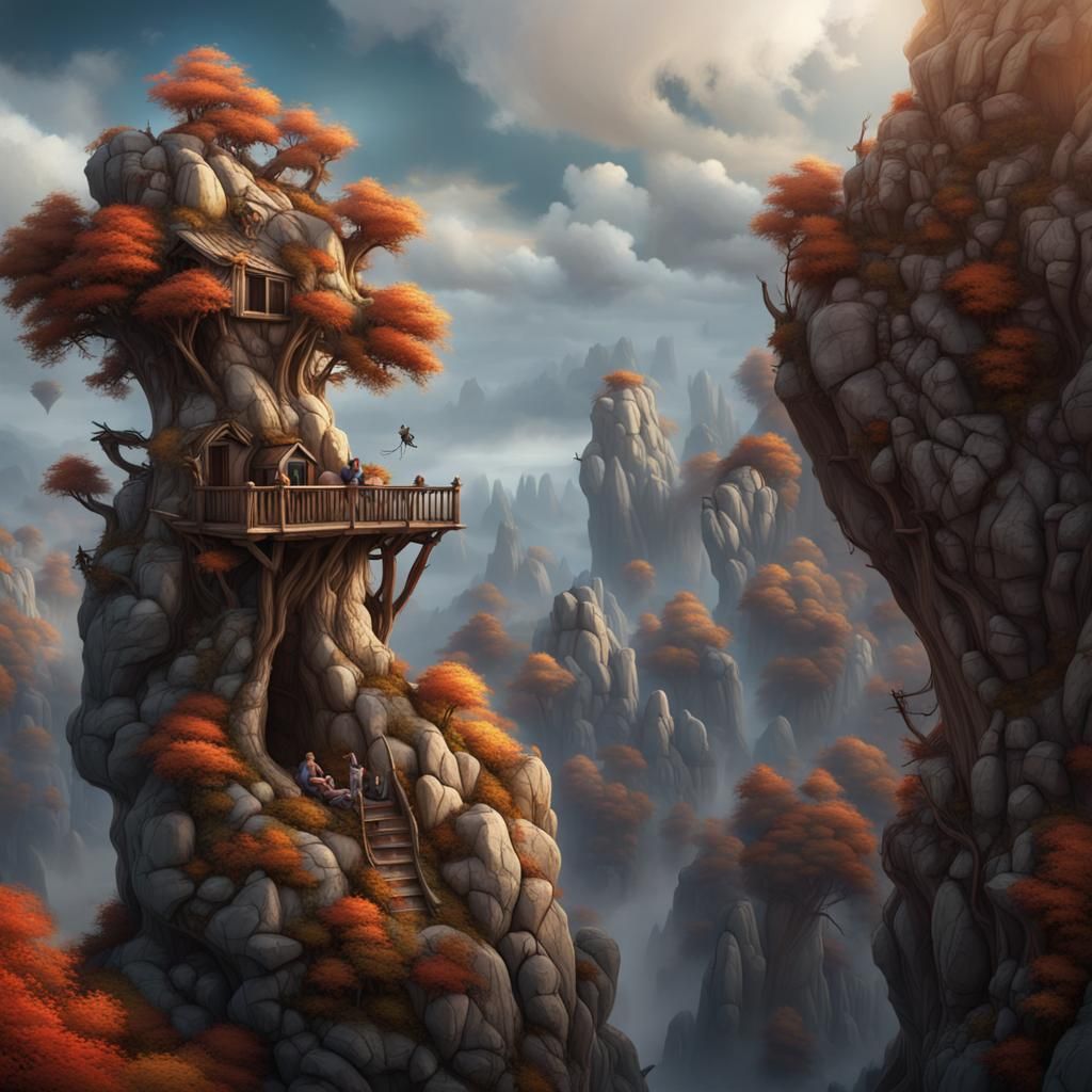 Fantastical Treetop Cradle in Detailed Matte Painting