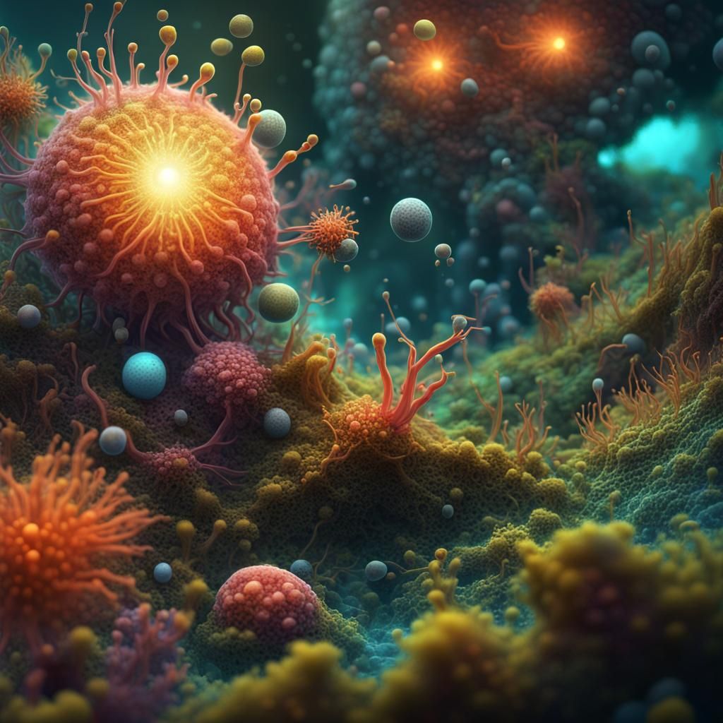 Bright Algae in Microscopic Cellular Universe