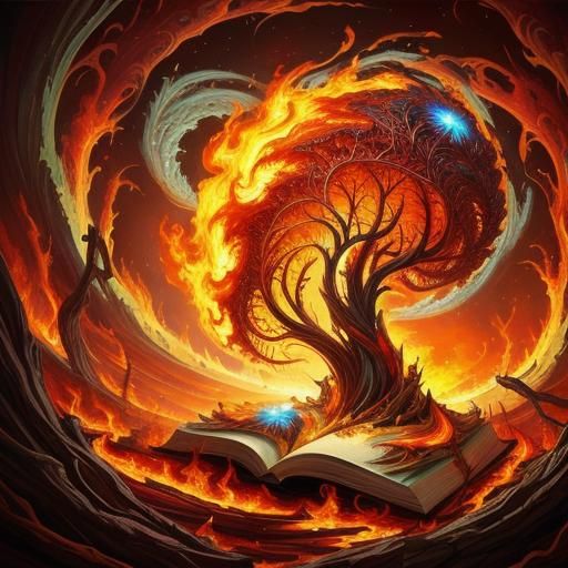 Fiery Tornado of Trees: A Fantasy Art Illustration