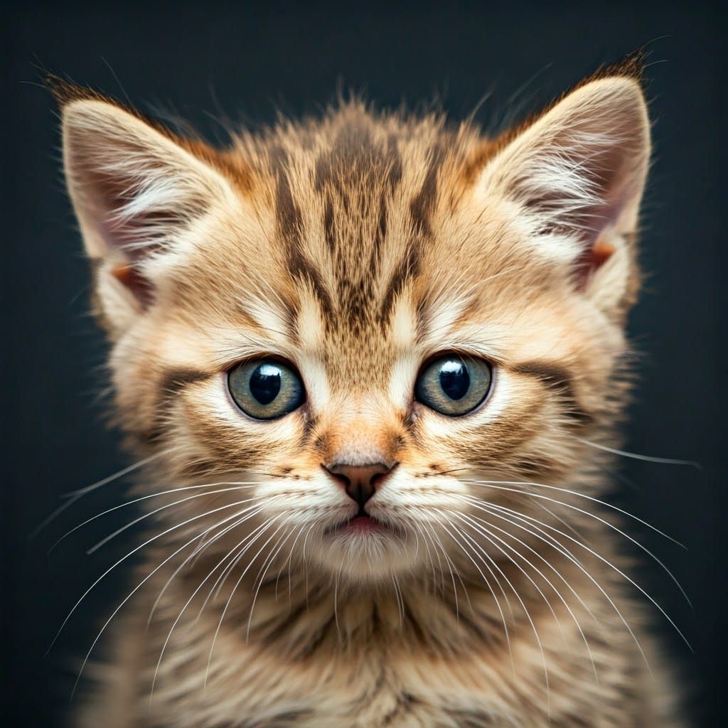 Cute Kitten Portrait in Professional Photography Style